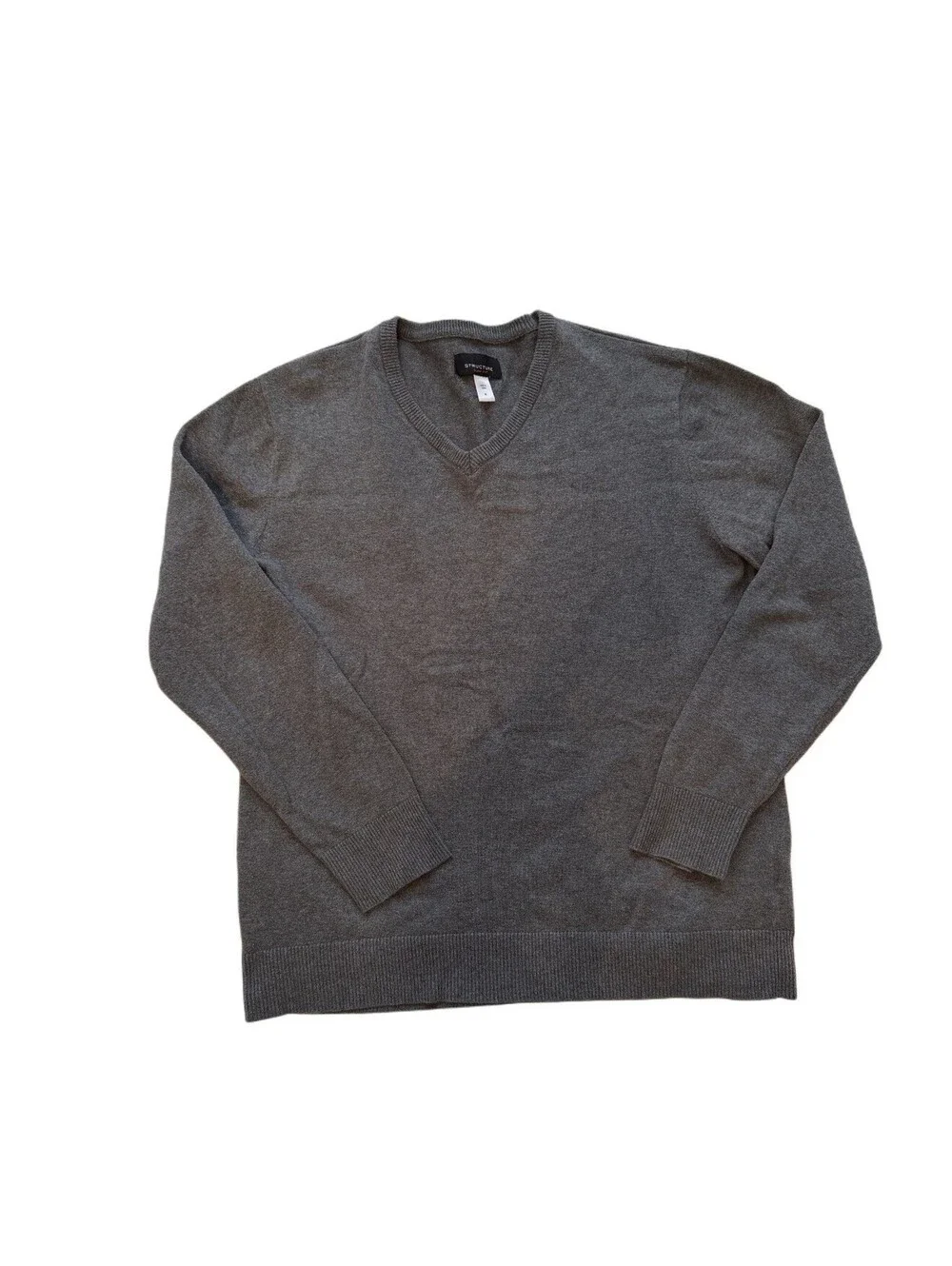 Structure Men’s Slim Fit V-Neck Sweater - Charcoal Gray - Size Medium